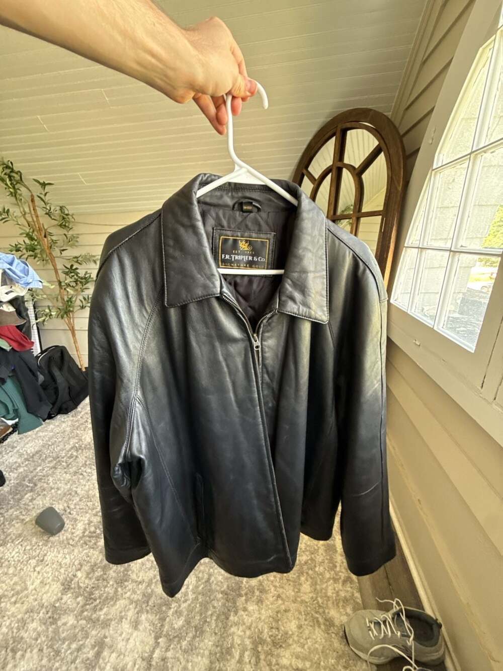 F.R. Tripler & Co. Signature Gold Black Genuine Leather Quilted Lined Jacket XL